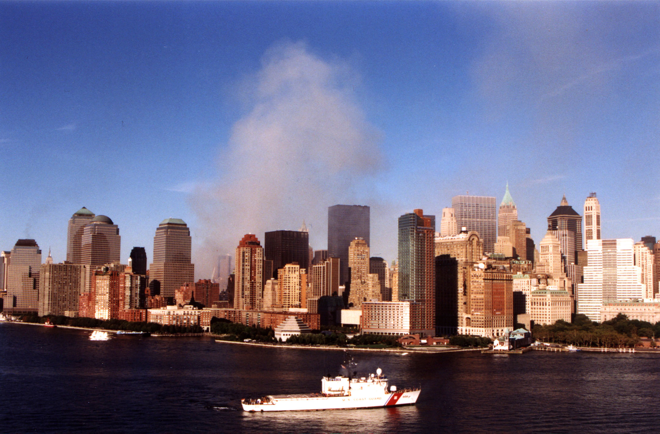 5.	Cutter Tahoma serves as on-scene commander for response to attacks on the World Trade Center towers on 9-11. (U.S. Coast Guard)